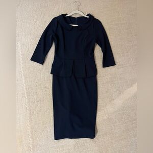 Elegant Navy/Black Midi Dress women’s size M